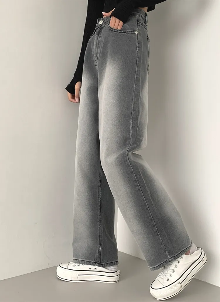 グレーウォッシュワイドデニムパンツ・p493448 Fengchenwangデニム 