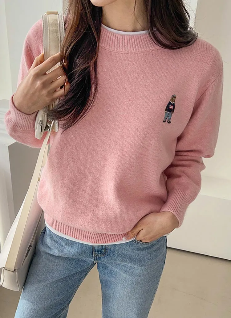 くま刺繍ワンポイントニット | レディースファッション通販 - DHOLIC