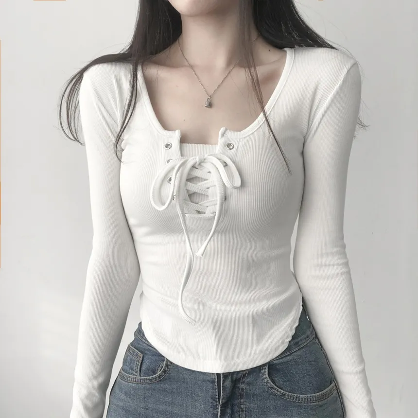 レースアップスリムTシャツ | lilisense | 詳細画像7