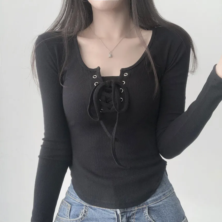 レースアップスリムTシャツ | lilisense | 詳細画像8