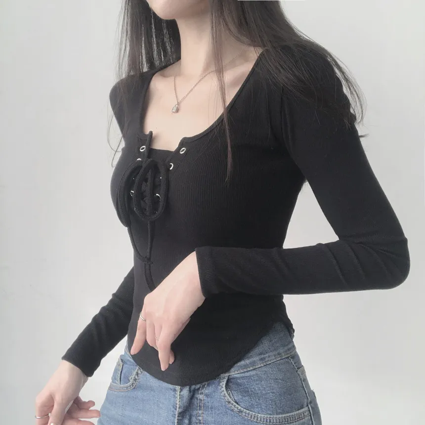 レースアップスリムTシャツ | lilisense | 詳細画像9