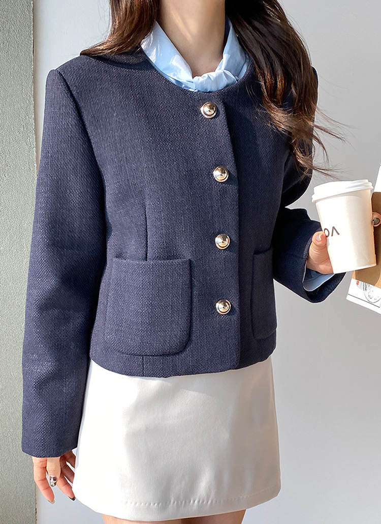 ゴールドボタンツイードジャケット | レディースファッション通販 - DHOLIC