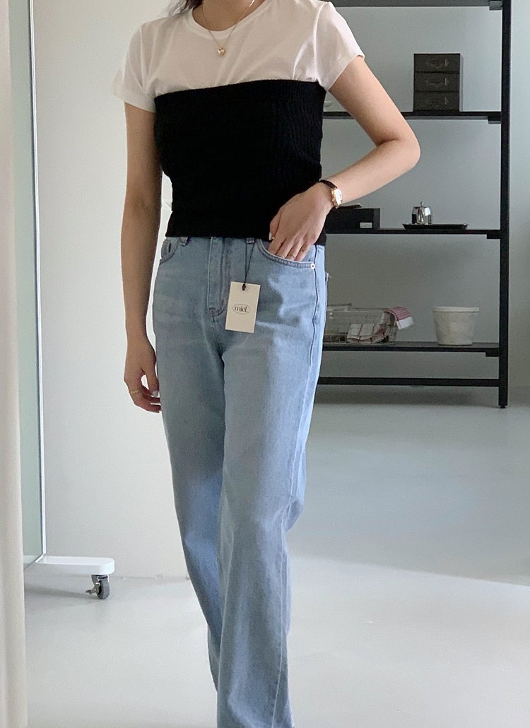 ライトブルーワイドデニムパンツ・p496668