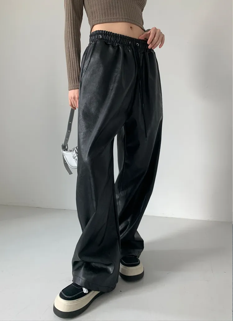 フェイクレザーワイドパンツ | レディースファッション通販 - DHOLIC