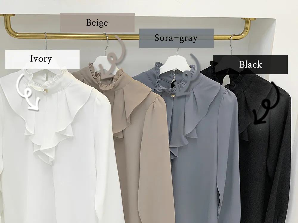 パールボタンラッフルブラウス | audreybubble | 詳細画像2