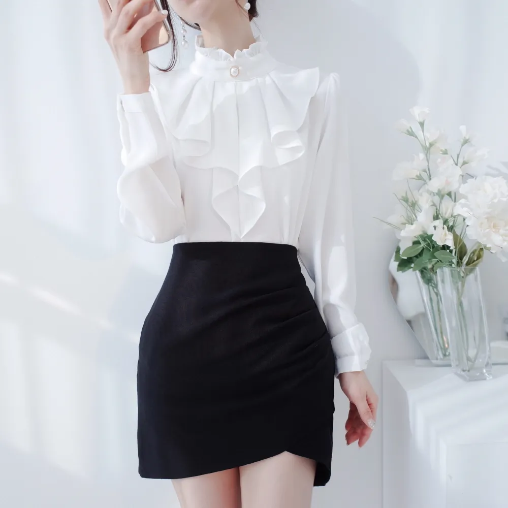 パールボタンラッフルブラウス | audreybubble | 詳細画像5