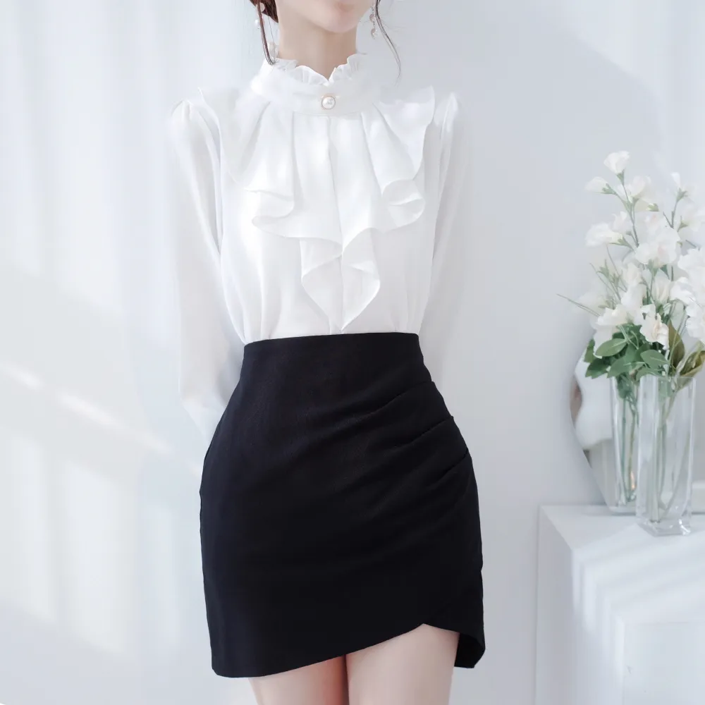 パールボタンラッフルブラウス | audreybubble | 詳細画像6