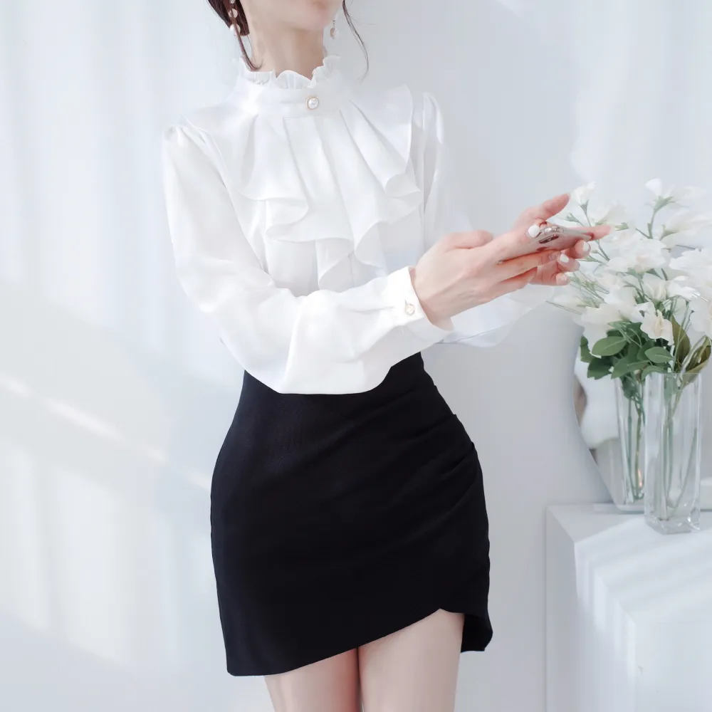 パールボタンラッフルブラウス | audreybubble | 詳細画像7