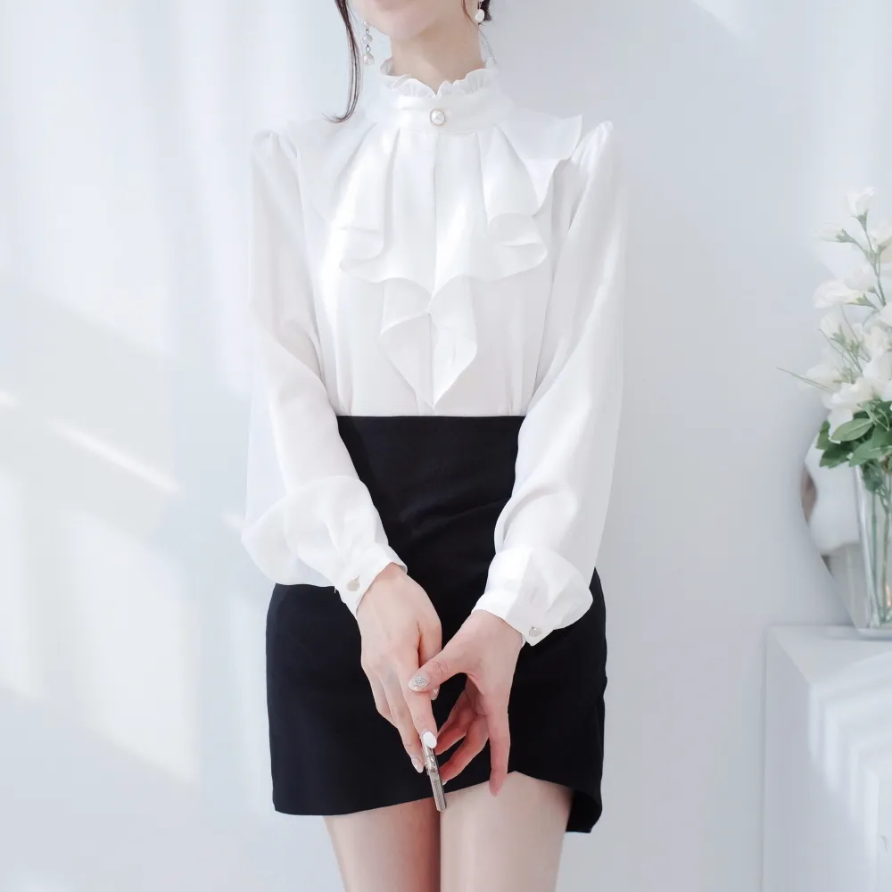 パールボタンラッフルブラウス | audreybubble | 詳細画像8