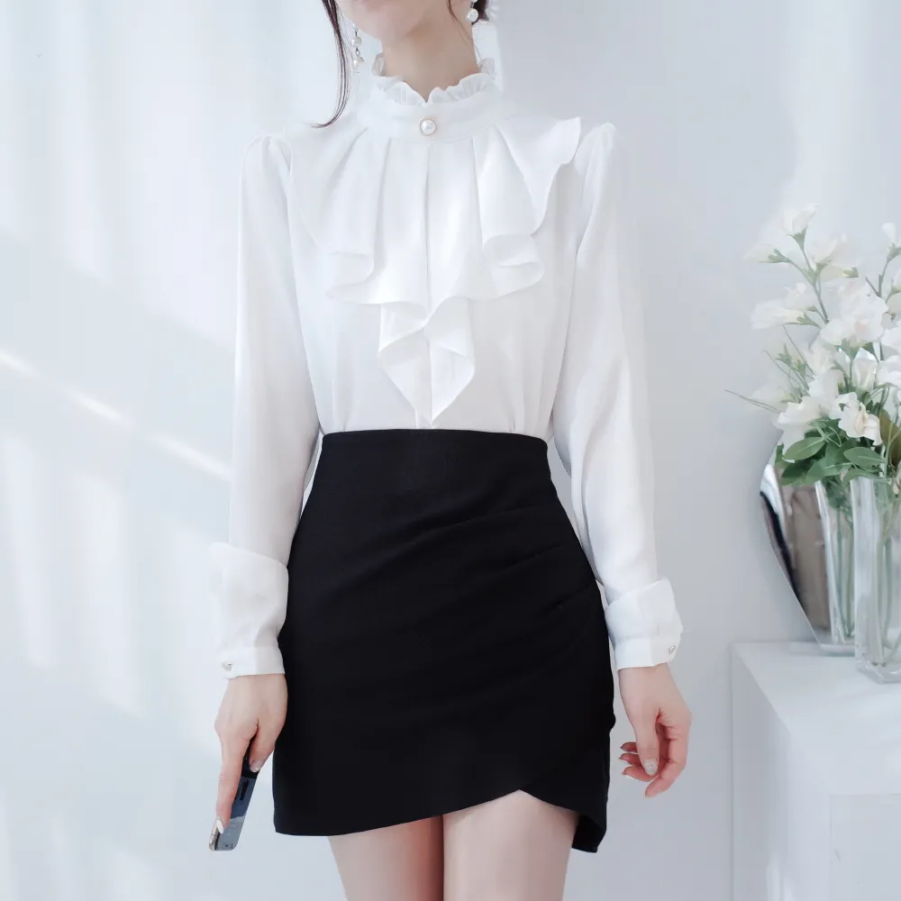 パールボタンラッフルブラウス | audreybubble | 詳細画像9