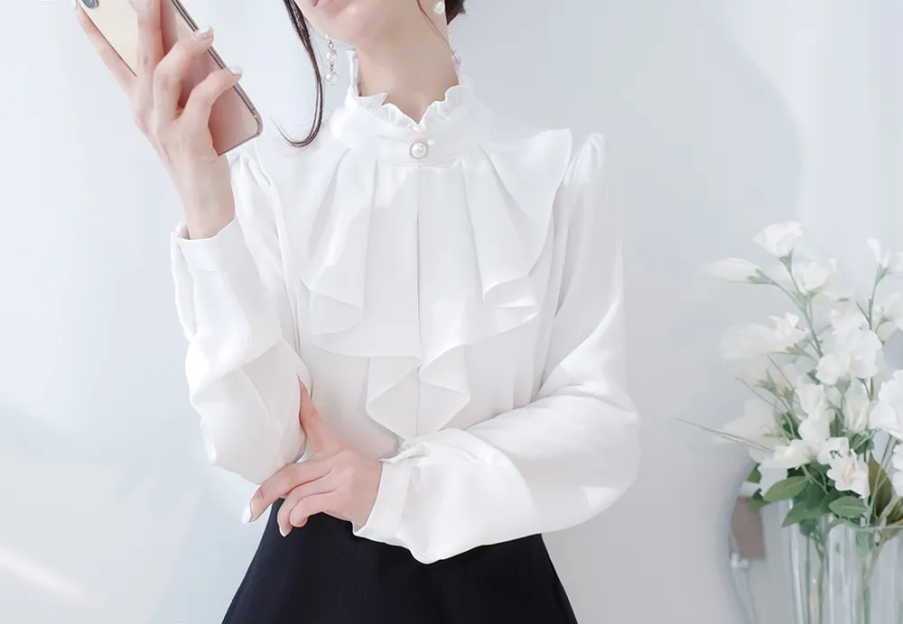 パールボタンラッフルブラウス | audreybubble | 詳細画像10