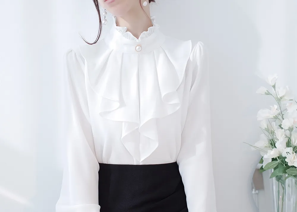 パールボタンラッフルブラウス | audreybubble | 詳細画像11