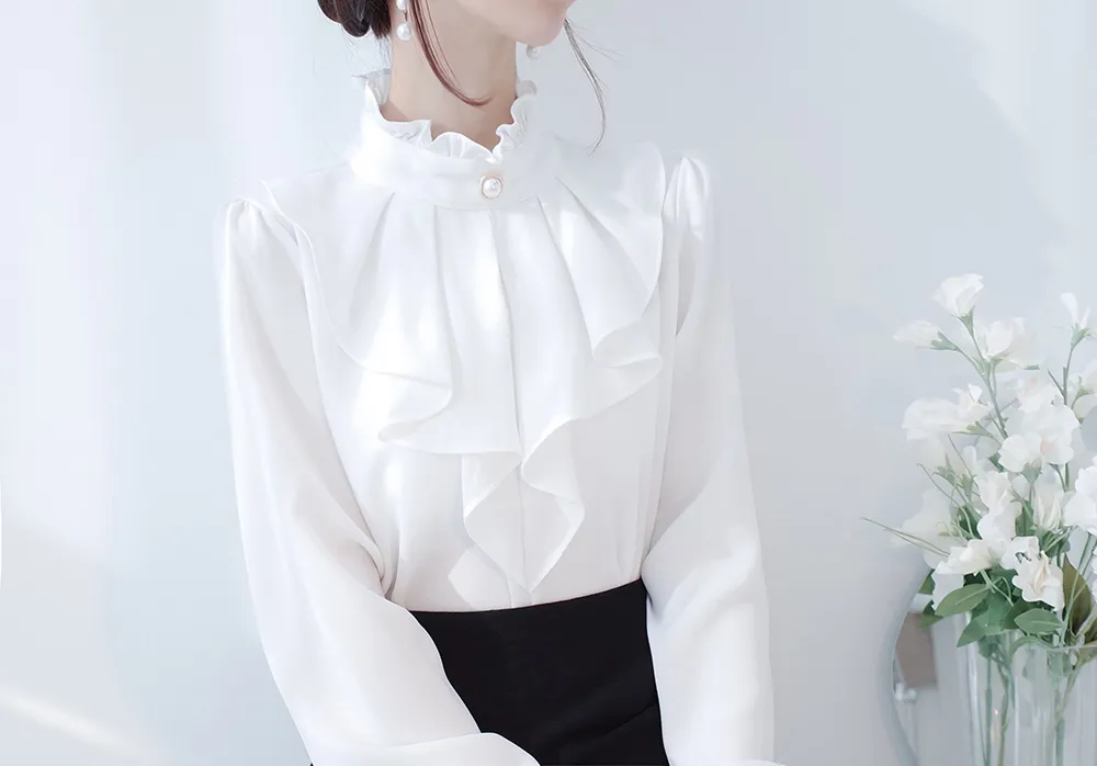 パールボタンラッフルブラウス | audreybubble | 詳細画像12