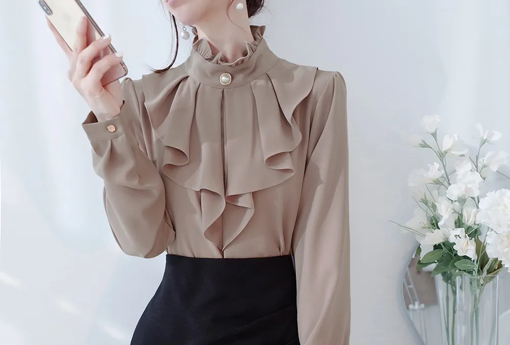 パールボタンラッフルブラウス | audreybubble | 詳細画像14