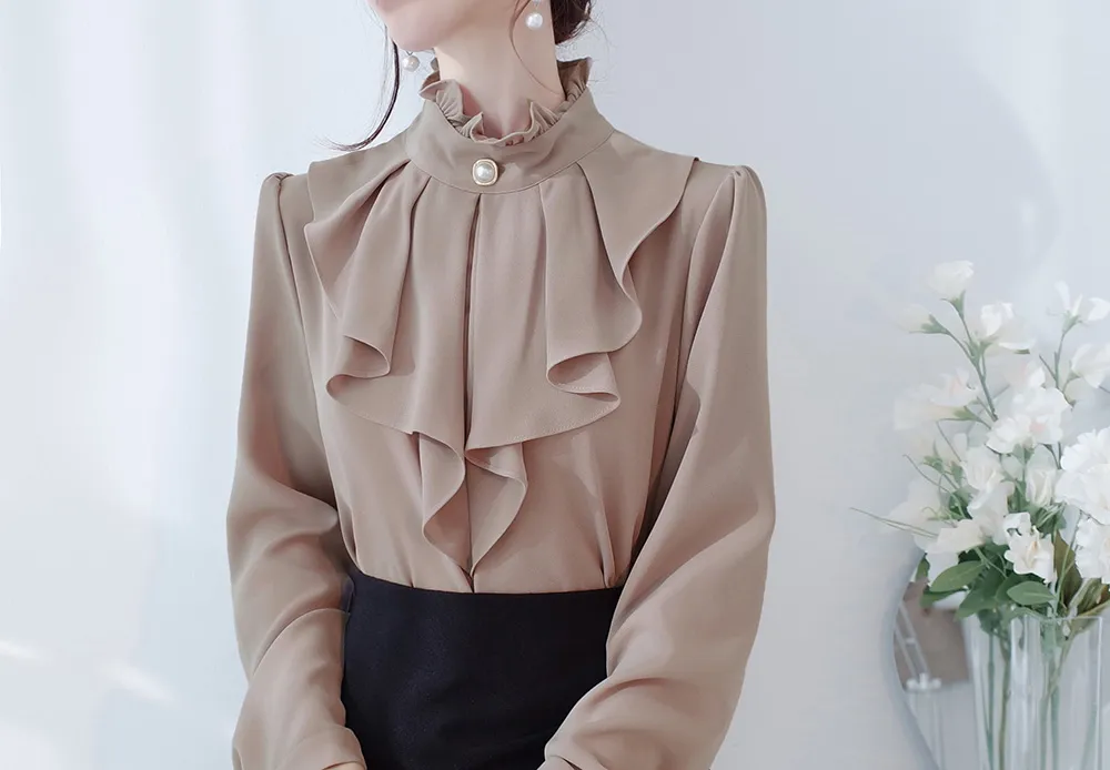 パールボタンラッフルブラウス | audreybubble | 詳細画像16