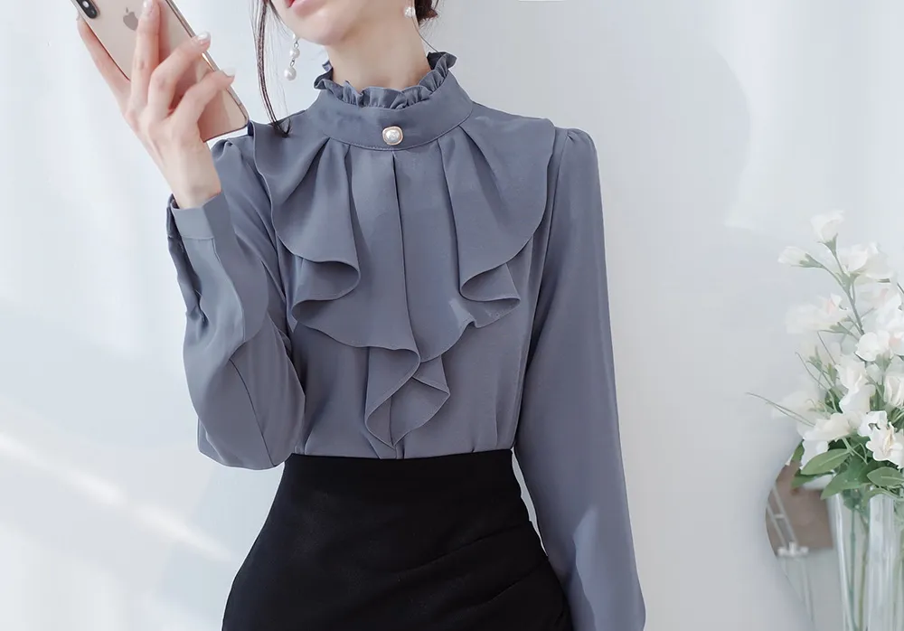 パールボタンラッフルブラウス | audreybubble | 詳細画像18