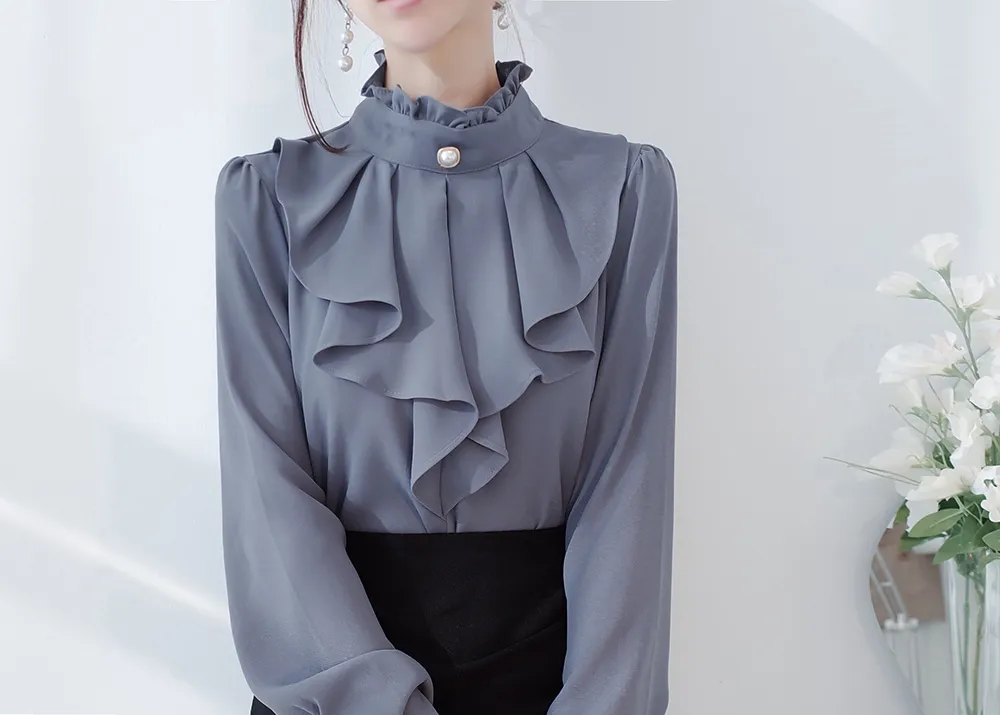 パールボタンラッフルブラウス | audreybubble | 詳細画像19