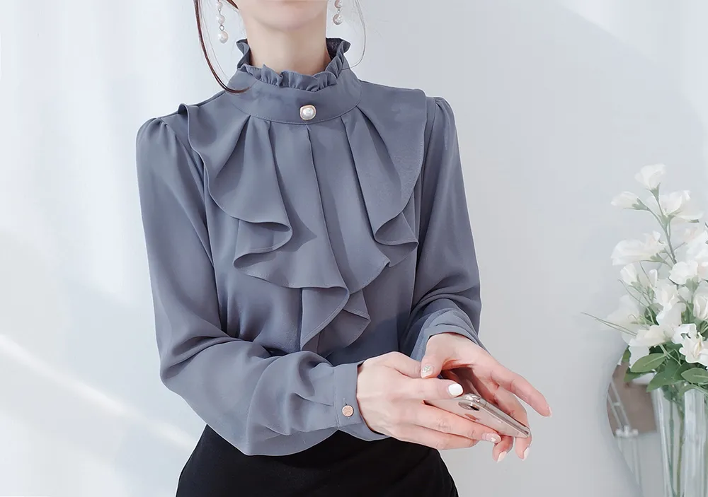 パールボタンラッフルブラウス | audreybubble | 詳細画像20