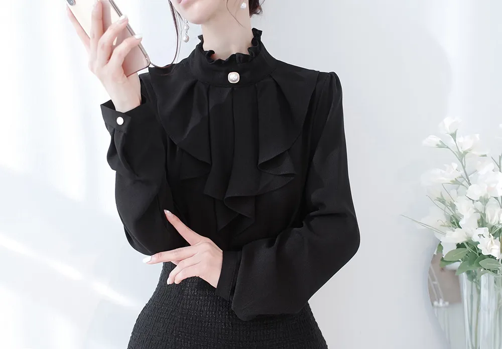 パールボタンラッフルブラウス | audreybubble | 詳細画像22