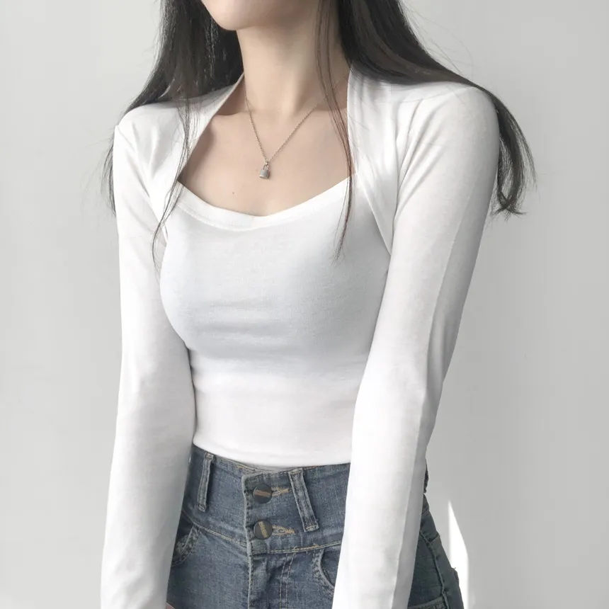 ボレロレイヤード風スリム長袖Tシャツ | lilisense | 詳細画像1