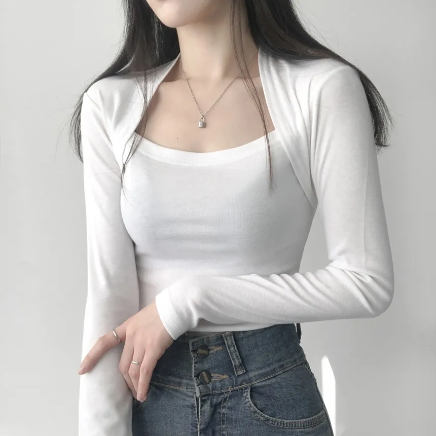 ボレロレイヤード風スリム長袖Tシャツ | lilisense | 詳細画像2