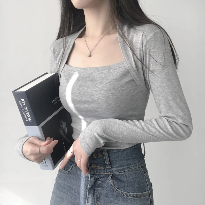 ボレロレイヤード風スリム長袖Tシャツ | lilisense | 詳細画像5