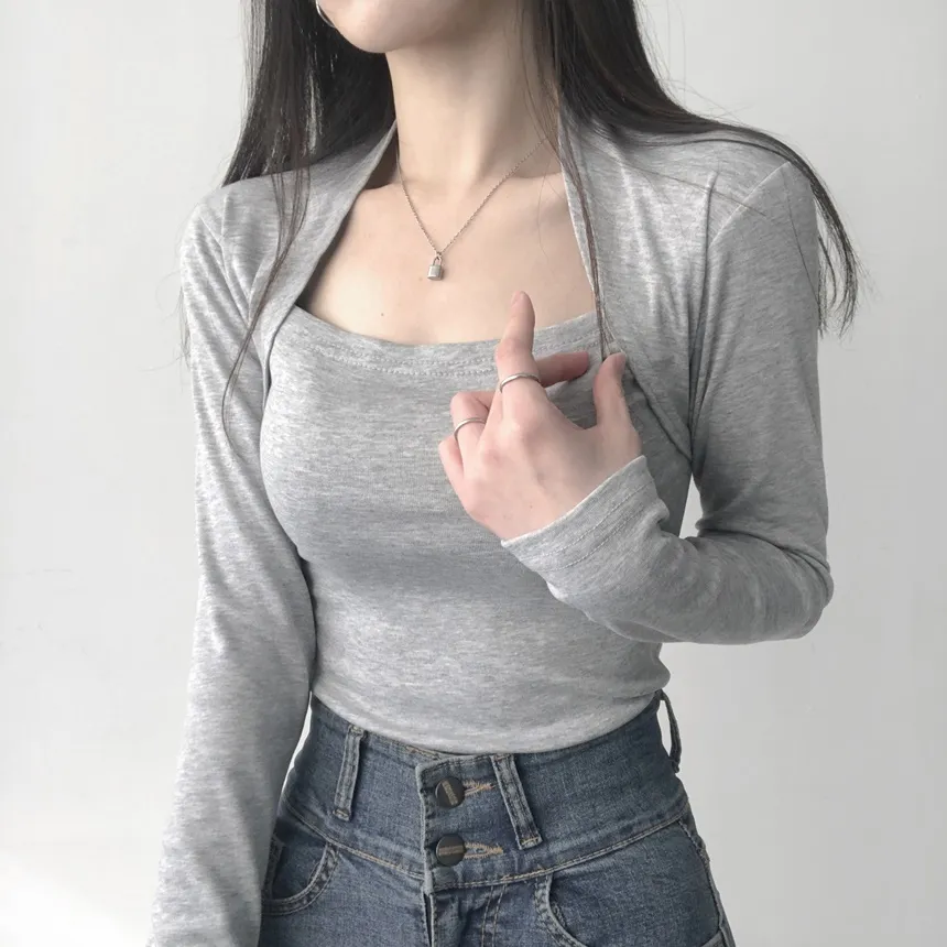 ボレロレイヤード風スリム長袖Tシャツ | lilisense | 詳細画像6