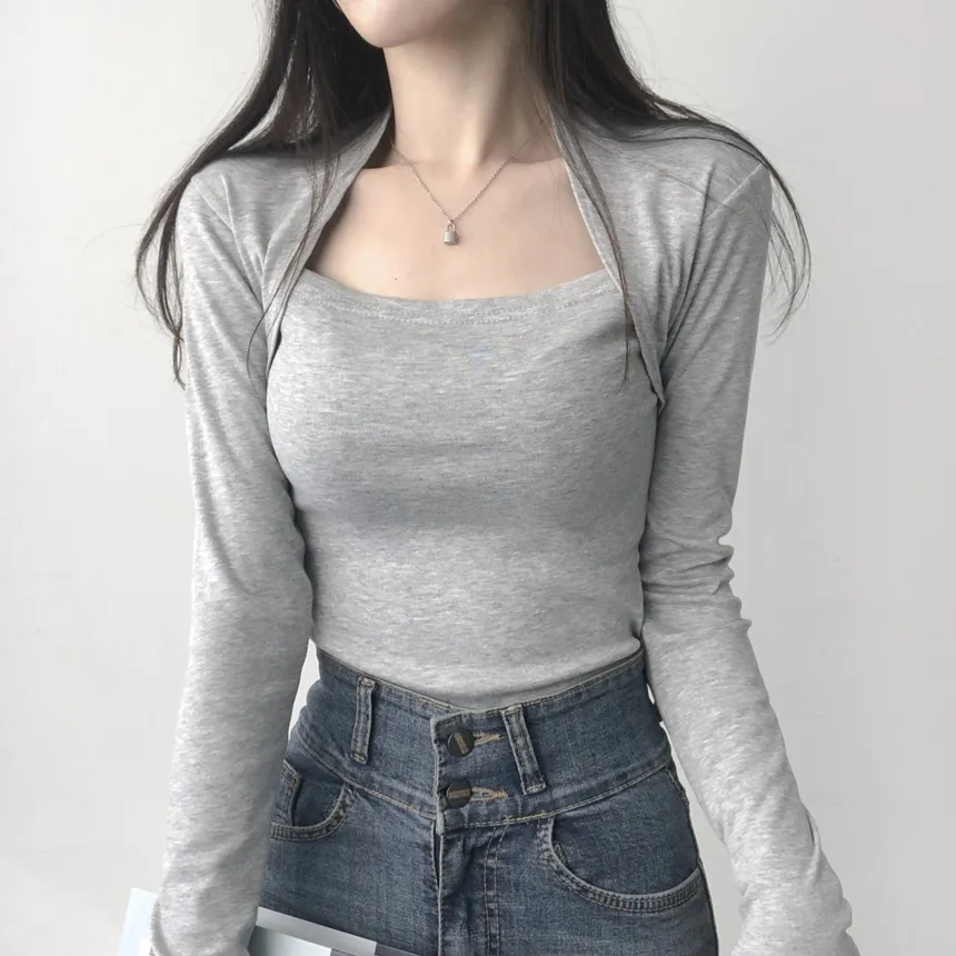 ボレロレイヤード風スリム長袖Tシャツ | lilisense | 詳細画像8