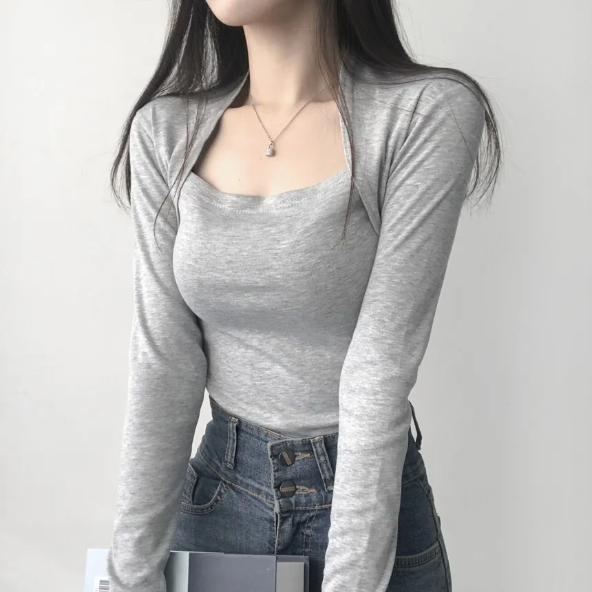 ボレロレイヤード風スリム長袖Tシャツ | lilisense | 詳細画像9