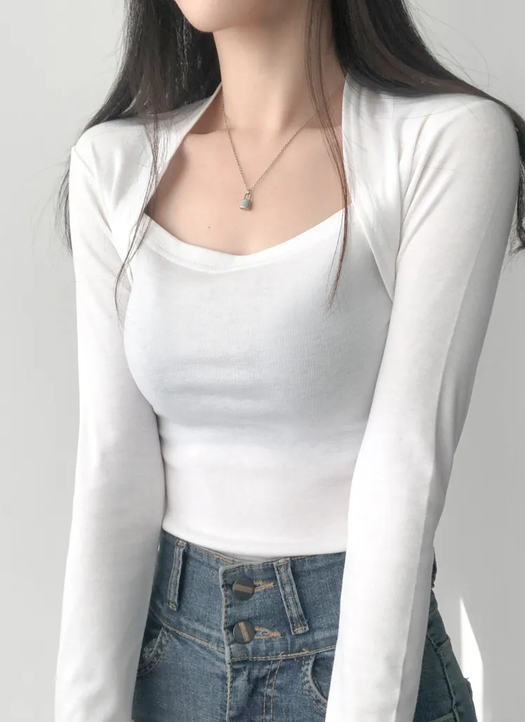 ボレロレイヤード風スリム長袖Tシャツ | lilisense | 詳細画像1