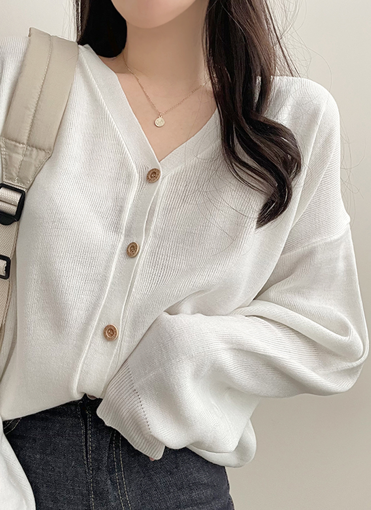 マカロンVネックデイリーニットカーディガン | レディースファッション