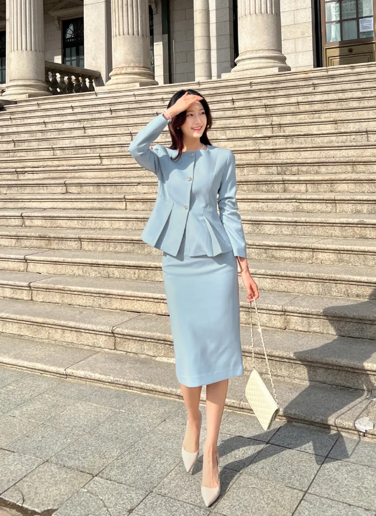 ペプラムジャケット&タイトスカートSET | レディースファッション通販  