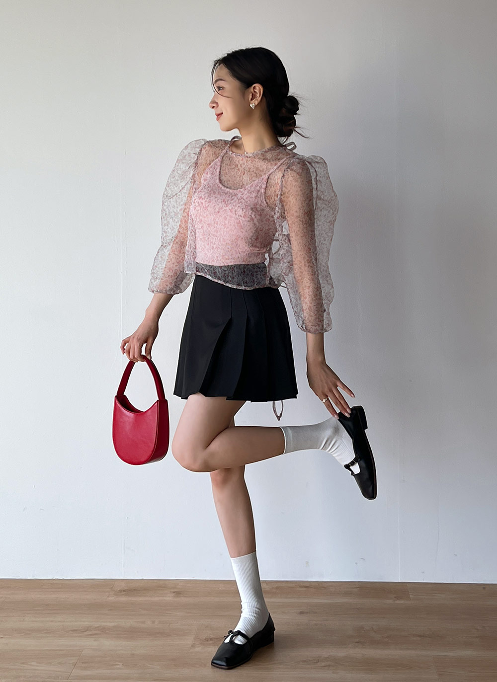 花柄シアーリボンパフブラウス | レディースファッション通販 - DHOLIC