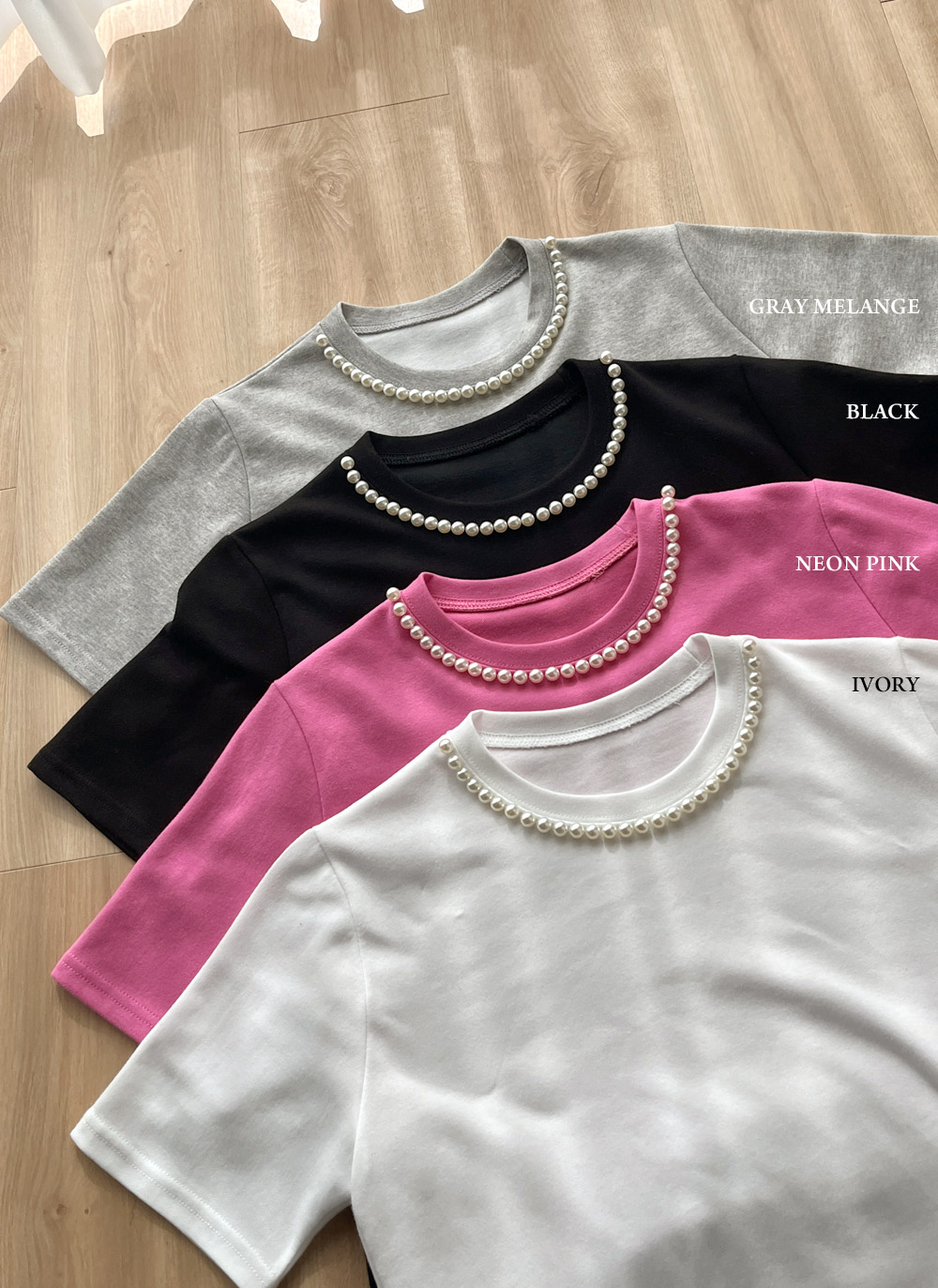 フェイクパールラウンド半袖Tシャツ | DHOLIC | 詳細画像4