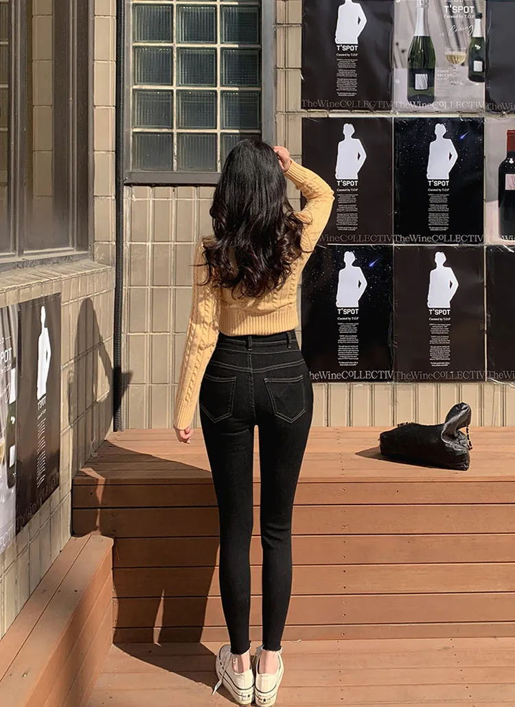 アンバランスウエストスキニーデニムパンツ | レディースファッション  