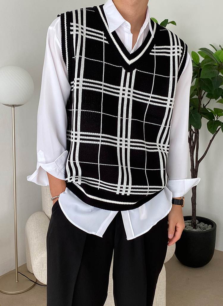 【美品】yonfa ウールチェックベスト Bonmax LV1176 [通年]ヴィセ チェック柄ベスト｜事務服の通販なら