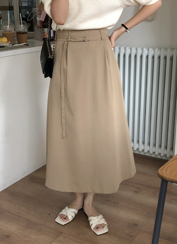 ベルトループハイウエストフレアスカート | レディースファッション