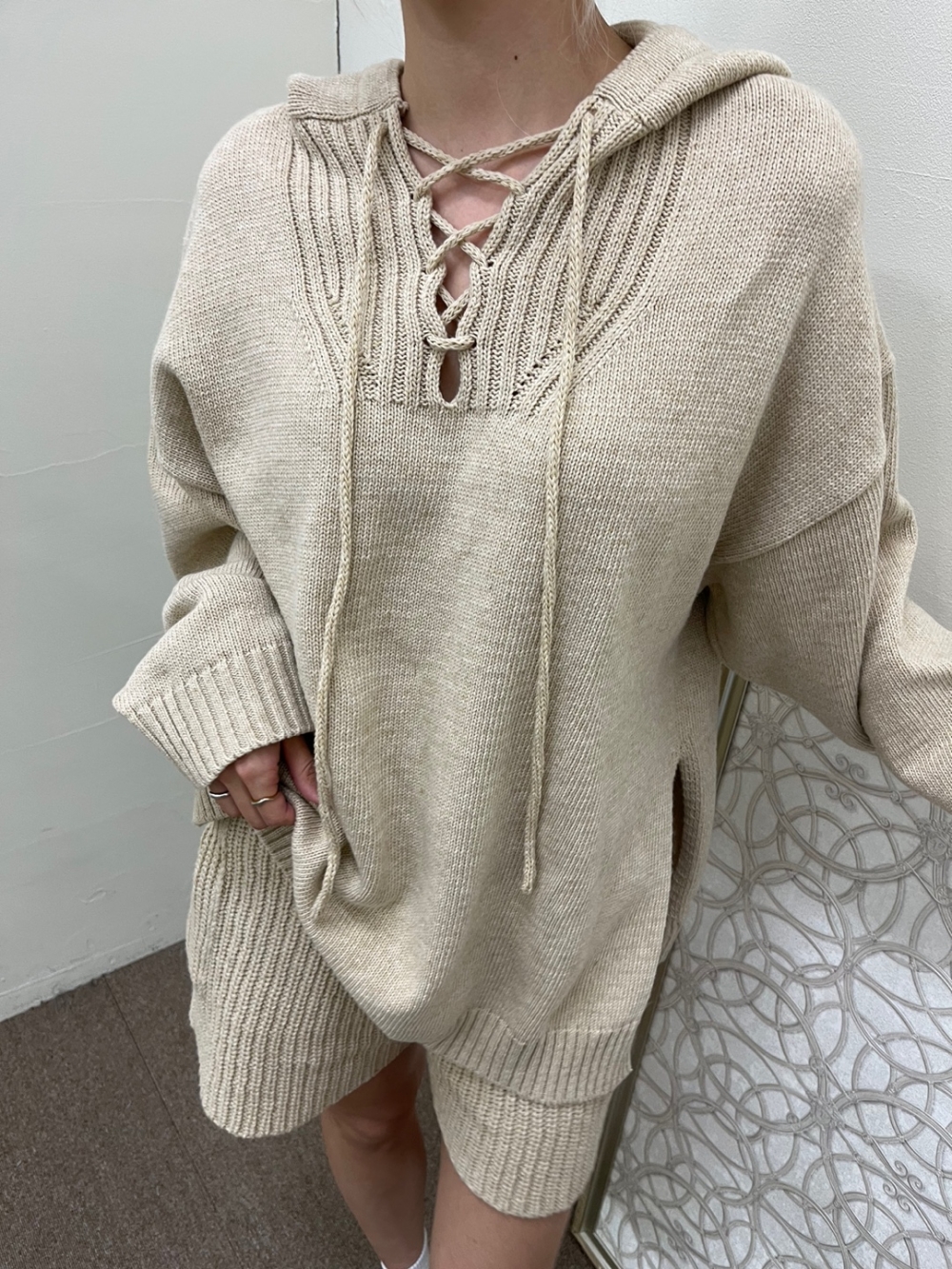 最も優遇の MECRE ヘムレースアップニットパンツ ヘムレースアップ