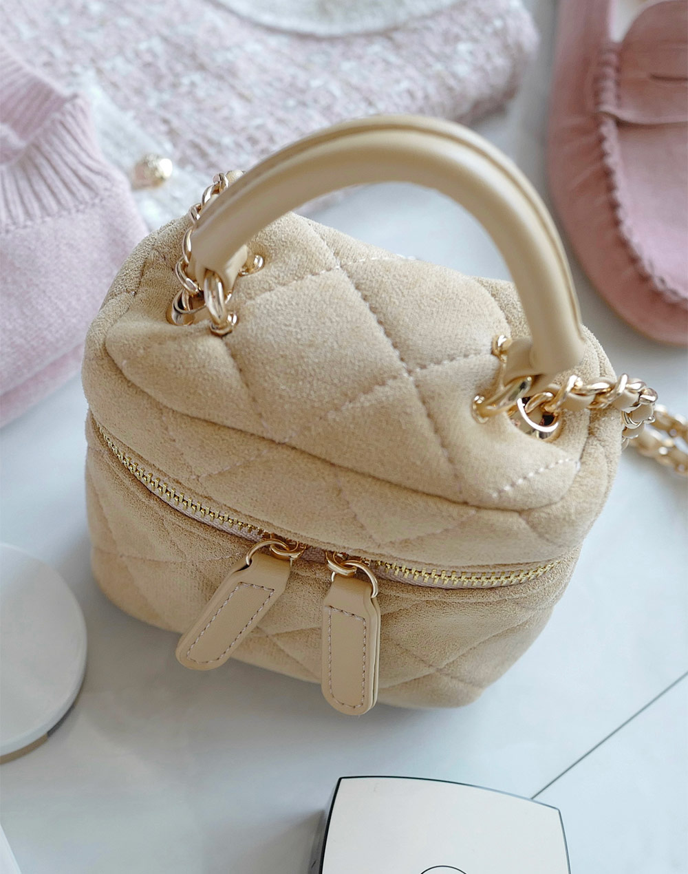 2wayふわふわバニティバッグ A133 | Pink Puff
