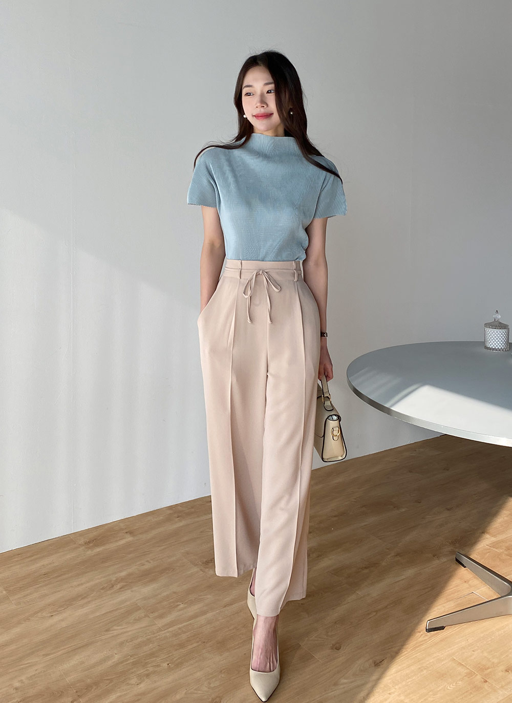sacai プリーツフレンチスリーブブラウス