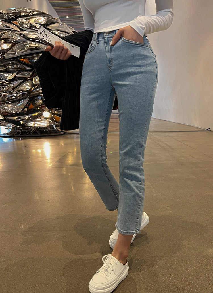 スリムクロップドデニムパンツ・p503573