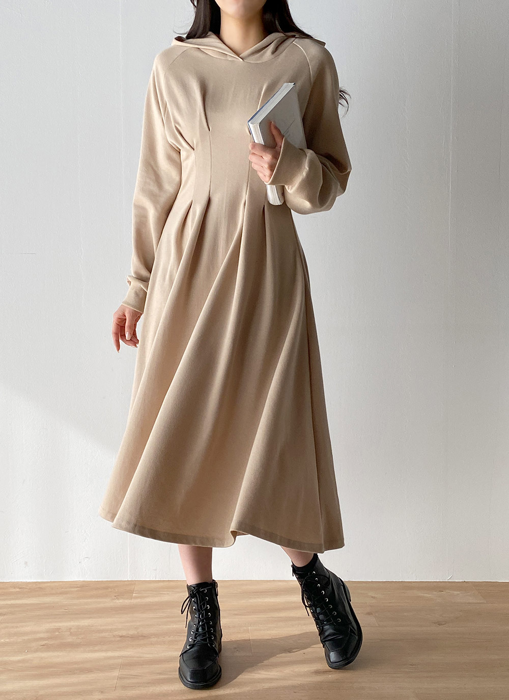 ウエストダーツスウェットフードワンピース | レディースファッション