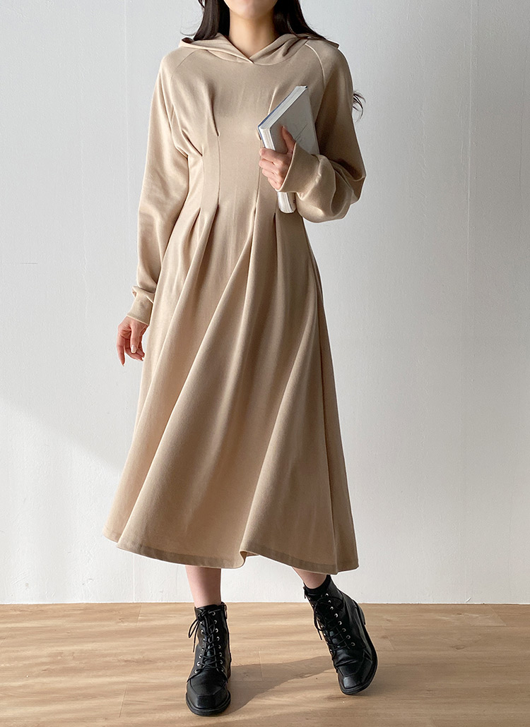 ウエストダーツスウェットフードワンピース | レディースファッション