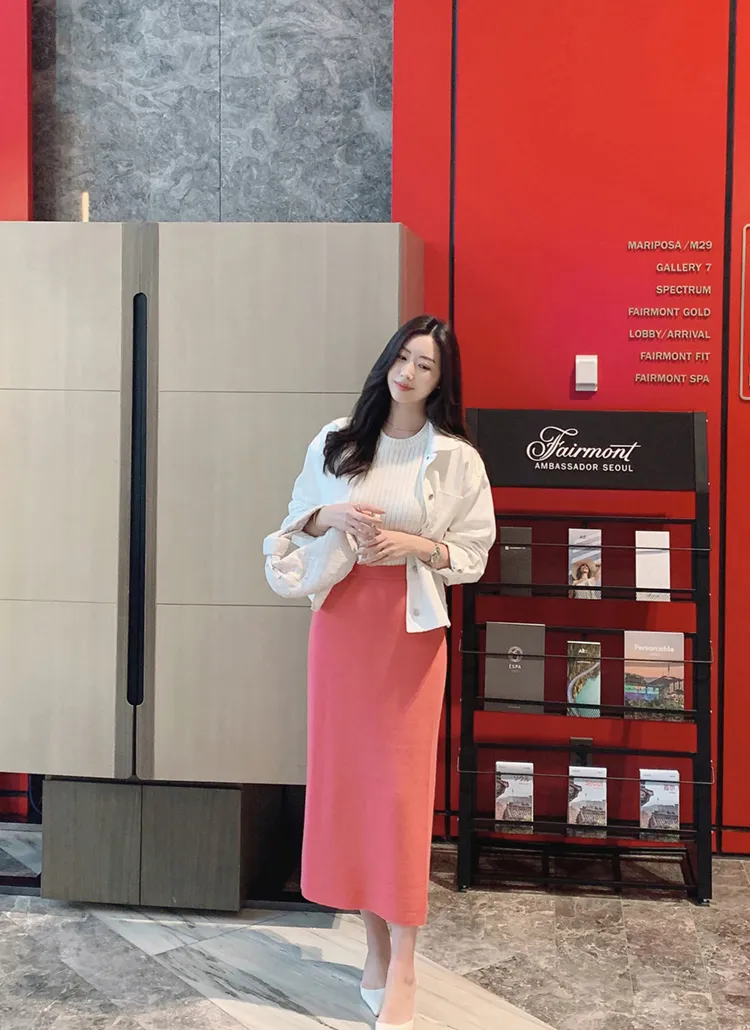 ラップ風ストレートニットスカート | citynwoman | 詳細画像1