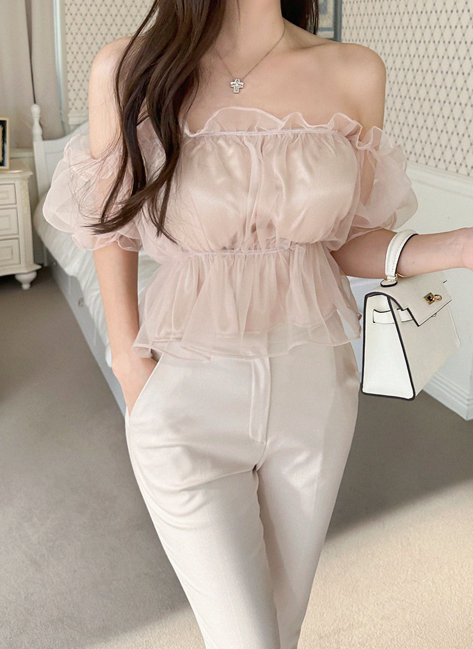 ココディール　シャーリングオフショルブラウス COCO DEAL】シャーリングオフショルブラウスレディース