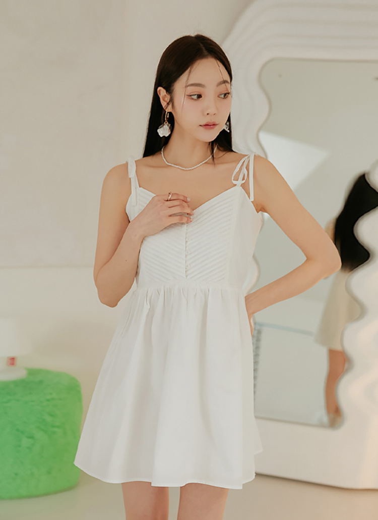 ピンタックリボンキャミワンピース | レディースファッション通販 - DHOLIC