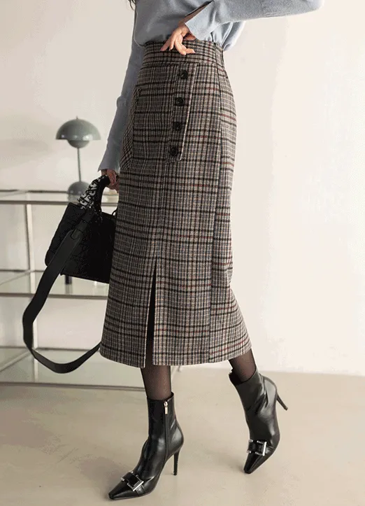 サイドボタンチェックスカート | styleonme | 詳細画像1