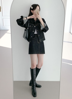ステッチデニムジャケット&ミニスカートSET | レディース