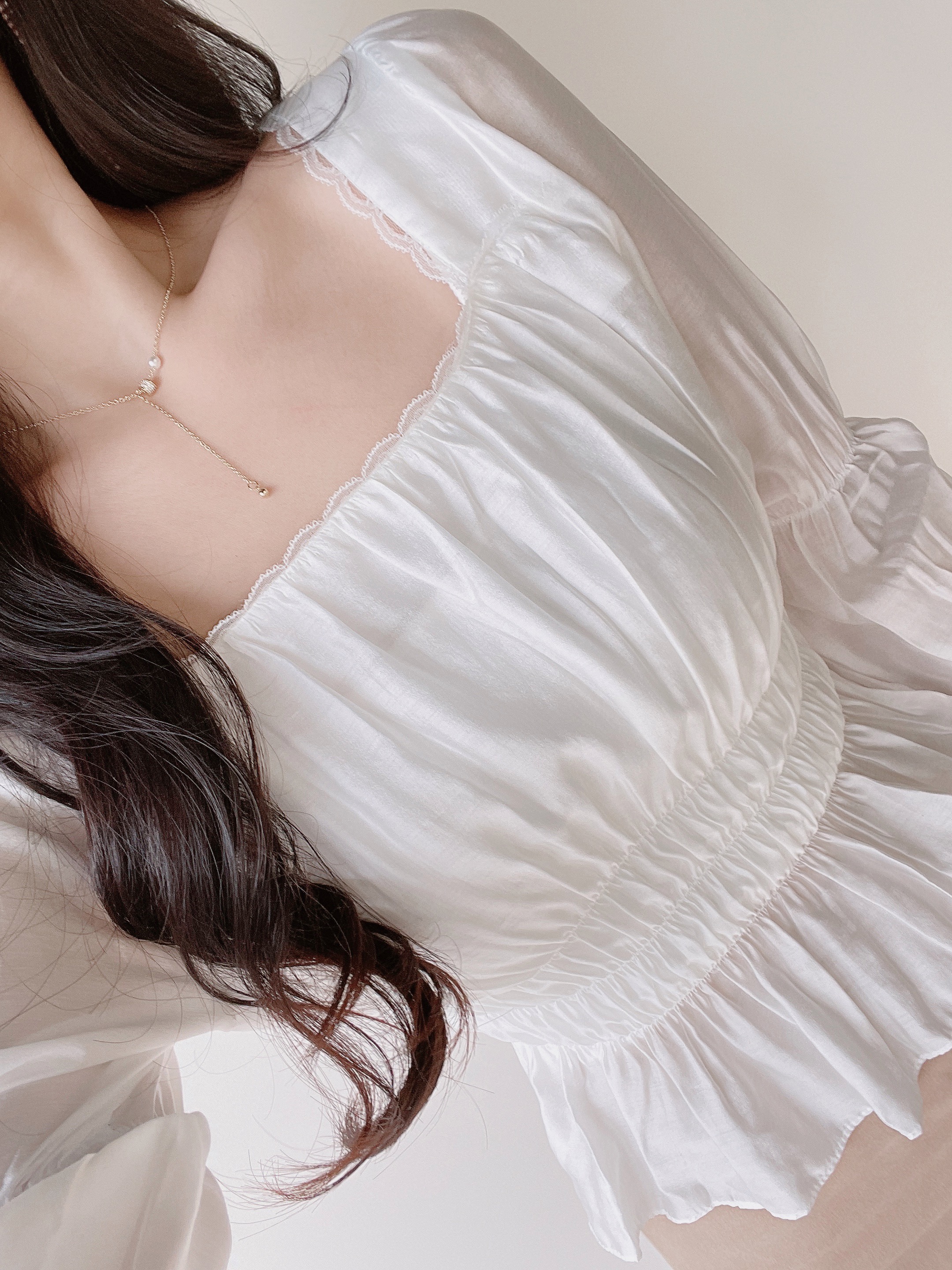 [MIXXO]スクエアネック シャーリング ブラウス_MIWBLE912G スクエアネックシャーリングブラウス | レディースファッション