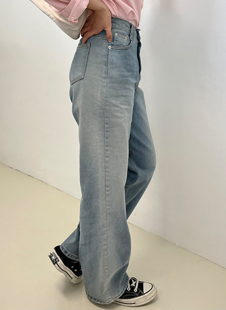 ウォッシュドワイドデニムパンツ | レディースファッション通販